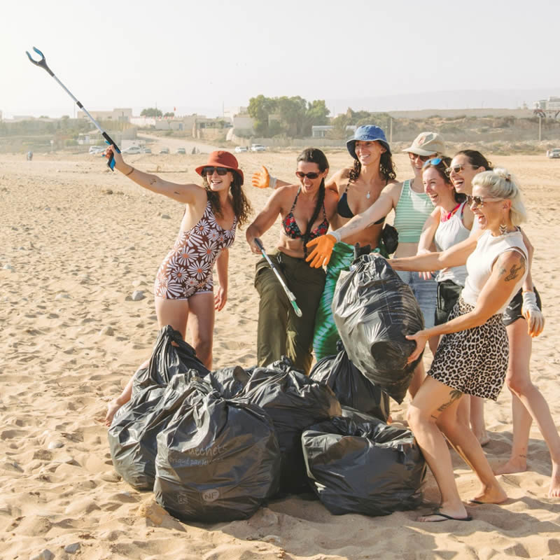 One of the beach clean up session of the Taghazout Surf Expo